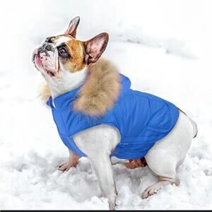 LoveThyBeast Blue Hooded Parka Jacket for Dogs Size Small New